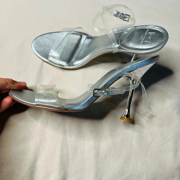 Marc Fisher Calisty Silver Glitter Strappy Stiletto Heels Women Size 9.5 - Picture 8 of 14